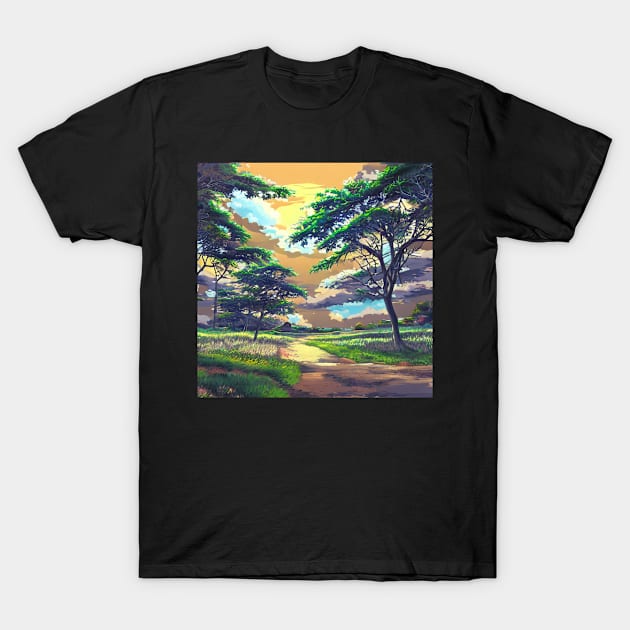 Anime Style Landscape T-Shirt by AI-Horizon 